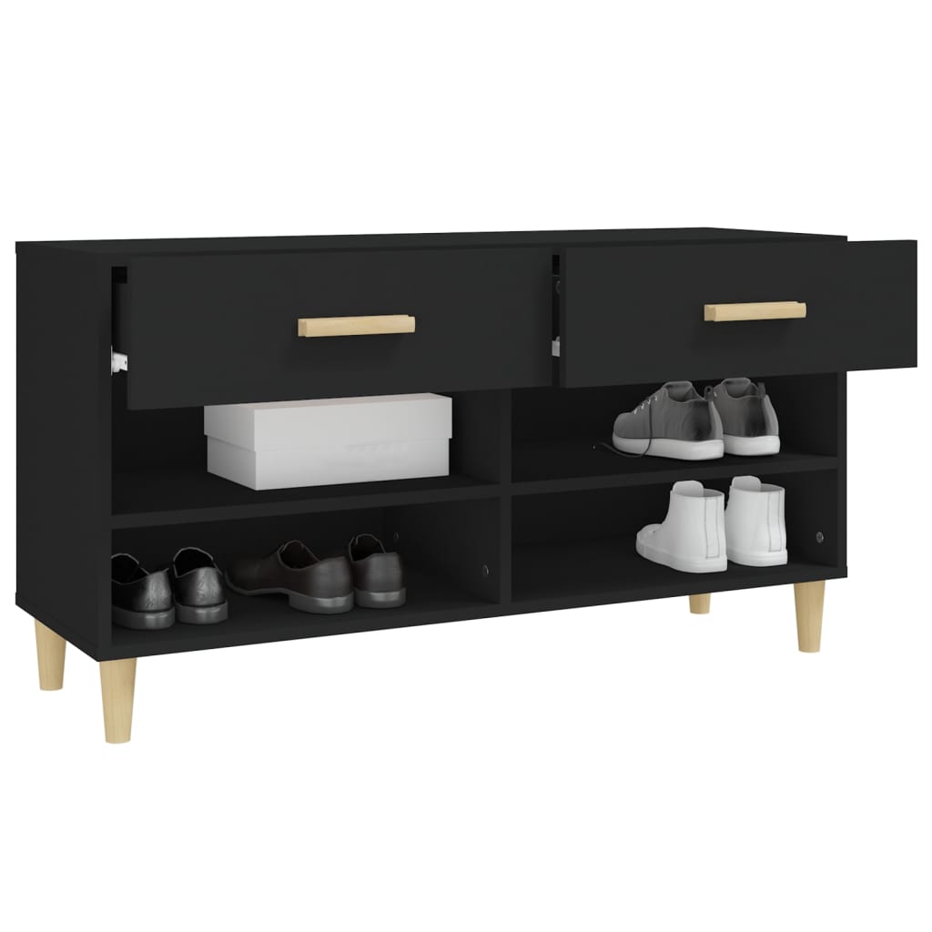 Shoe Cabinet Black 102x35x55 cm Engineered Wood - Bargainia.com - 
