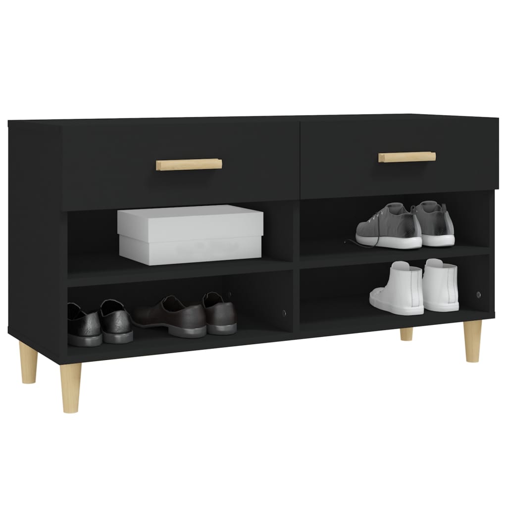 Shoe Cabinet Black 102x35x55 cm Engineered Wood - Bargainia.com - 