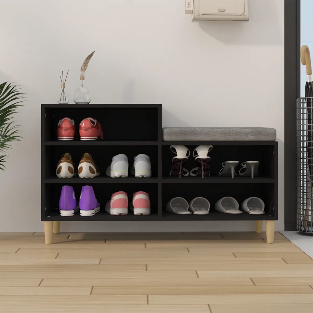Shoe Cabinet Black 102x36x60 cm Engineered Wood - Bargainia.com - 