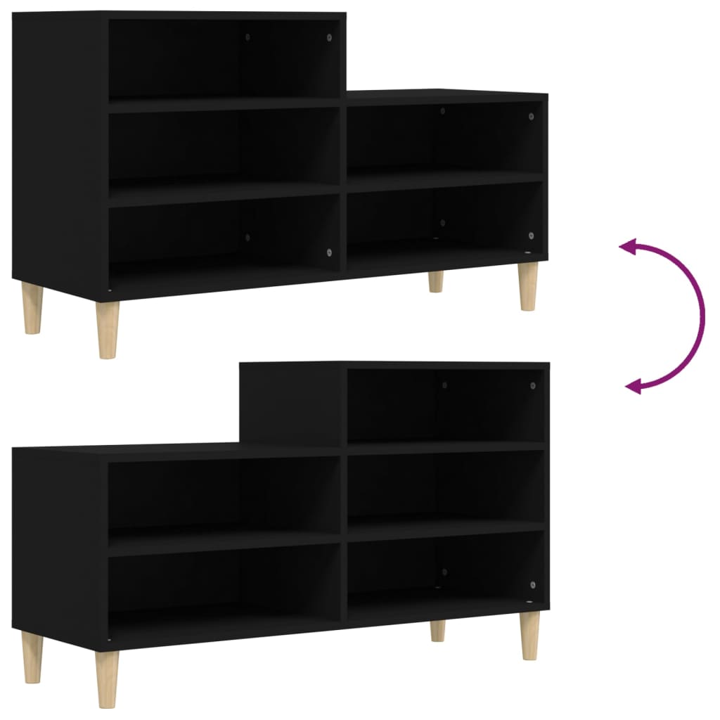 Shoe Cabinet Black 102x36x60 cm Engineered Wood - Bargainia.com - 