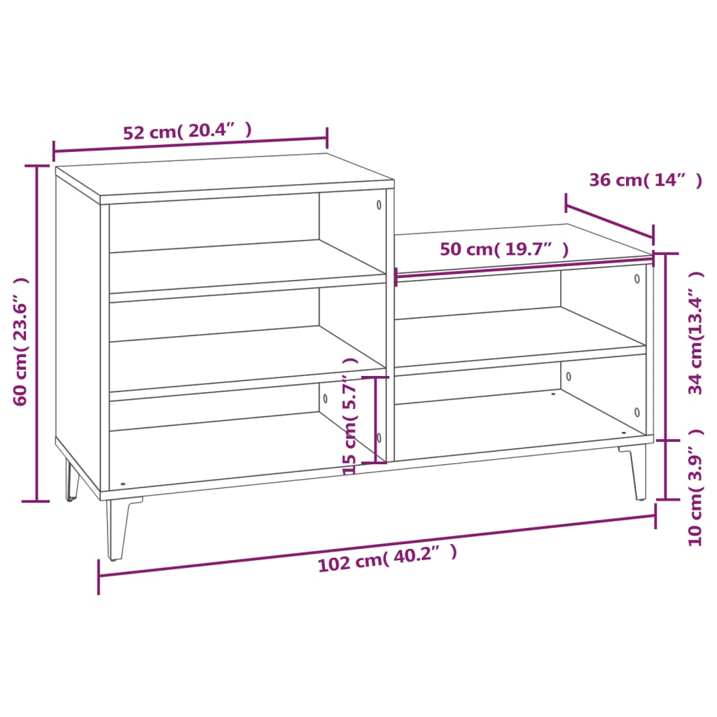 Shoe Cabinet Black 102x36x60 cm Engineered Wood - Bargainia.com - 