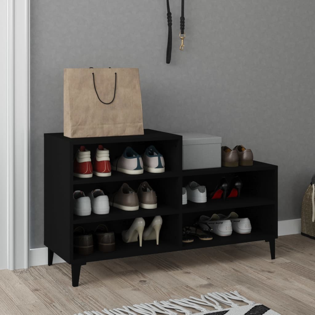 Shoe Cabinet Black 102x36x60 cm Engineered Wood - Bargainia.com - 