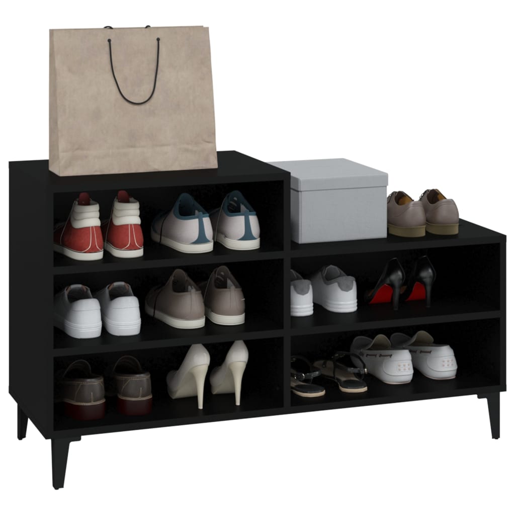 Shoe Cabinet Black 102x36x60 cm Engineered Wood - Bargainia.com - 