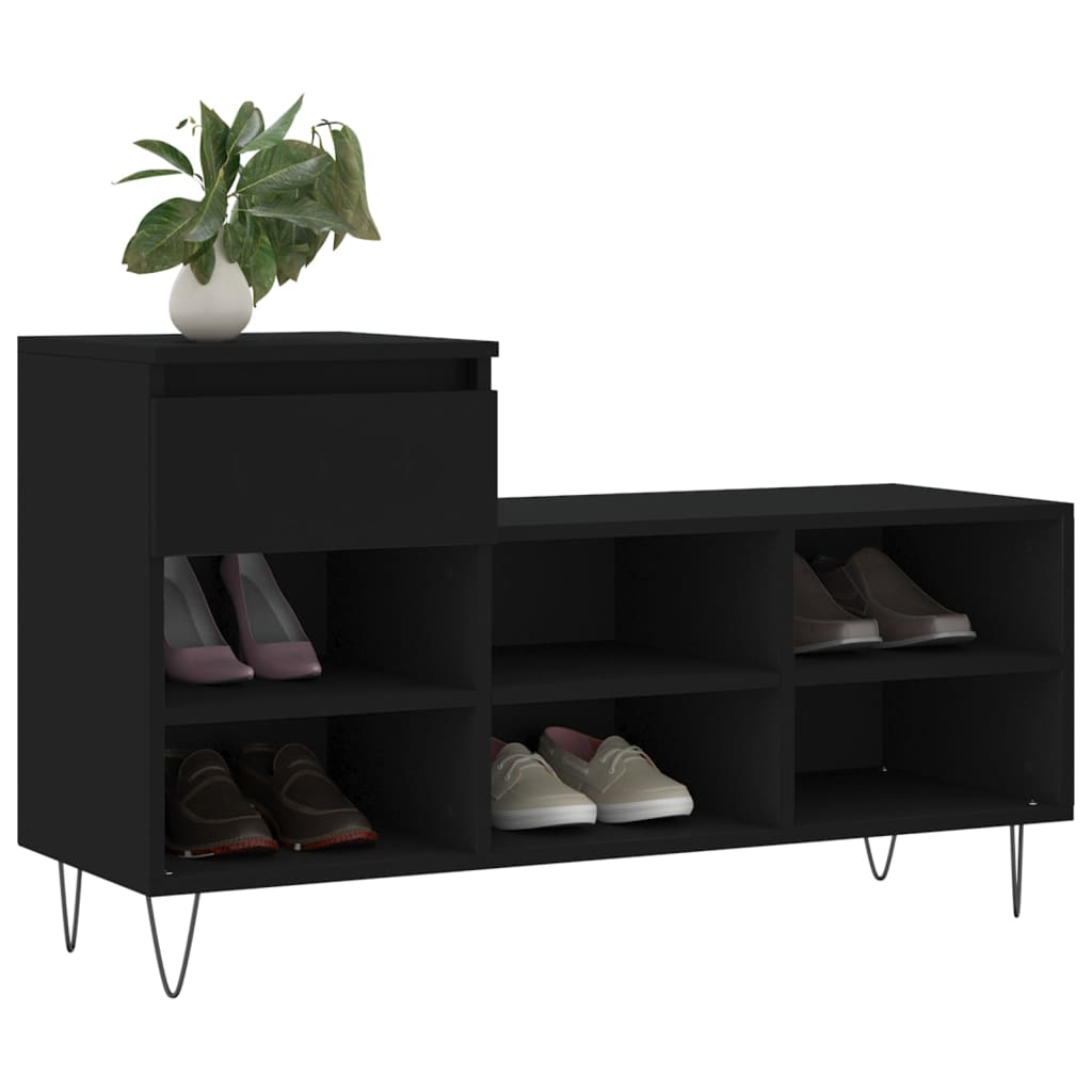 Shoe Cabinet Black 102x36x60 cm Engineered Wood - Bargainia.com - 