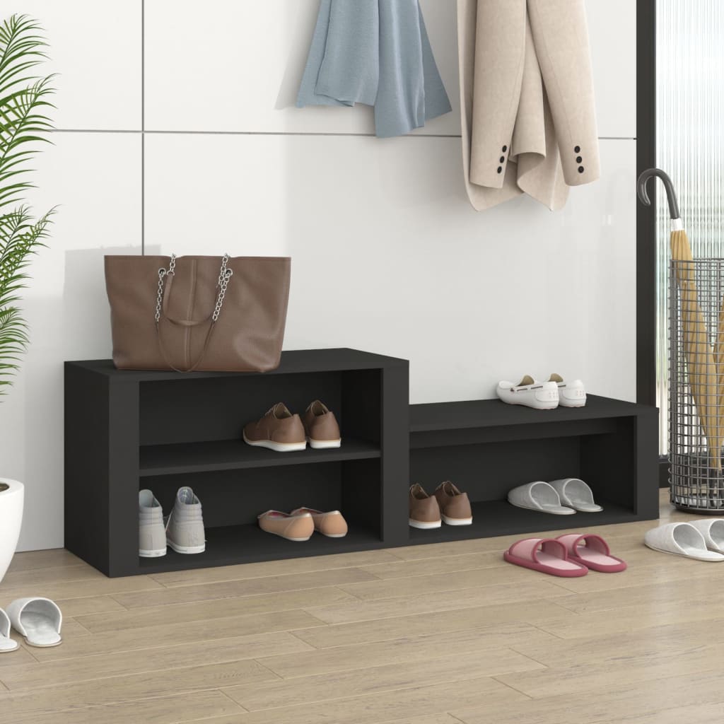 Shoe Cabinet Black 150x35x45 cm Engineered Wood - Bargainia.com - 