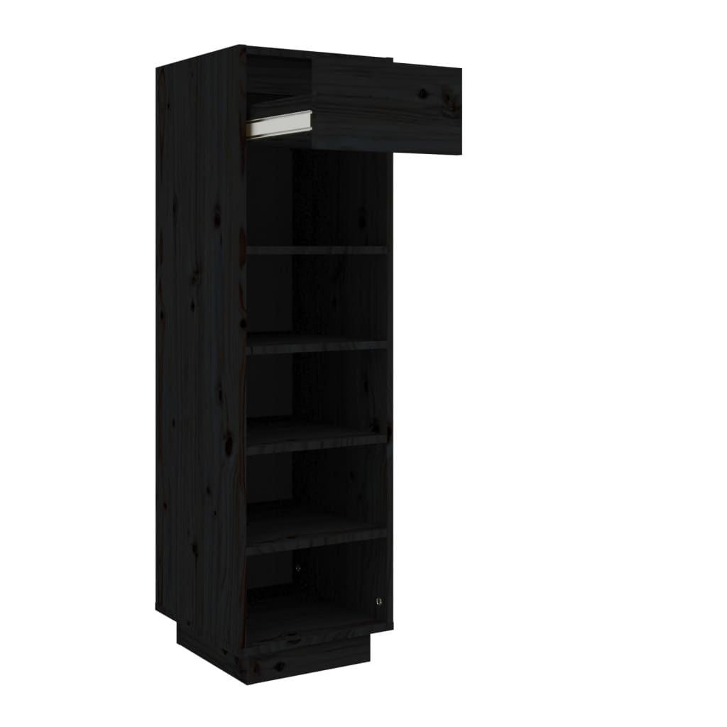 Shoe Cabinet Black 30x34x105 cm Solid Wood Pine - Bargainia.com - 