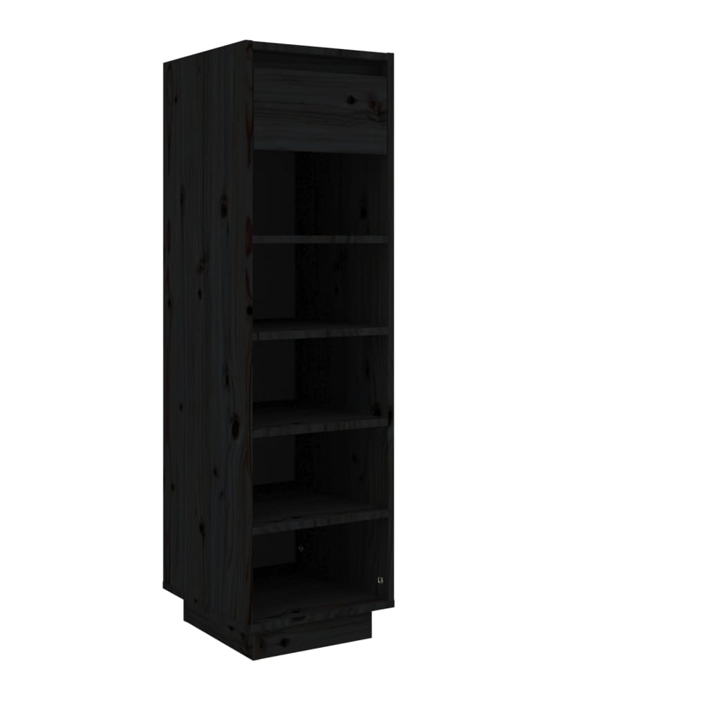 Shoe Cabinet Black 30x34x105 cm Solid Wood Pine - Bargainia.com - 