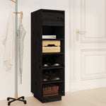 Shoe Cabinet Black 30x34x105 cm Solid Wood Pine - Bargainia.com - 