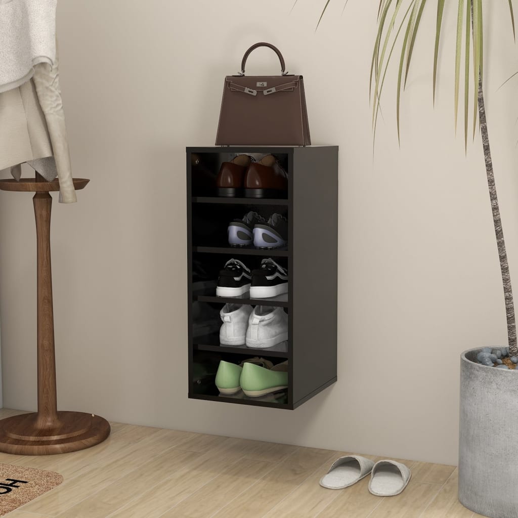 Shoe Cabinet Black 31.5x35x70 cm Engineered Wood - Bargainia.com - 