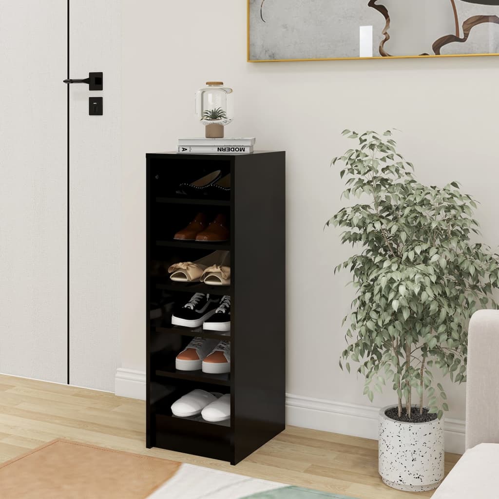 Shoe Cabinet Black 31.5x35x90 cm Engineered Wood - Bargainia.com - 