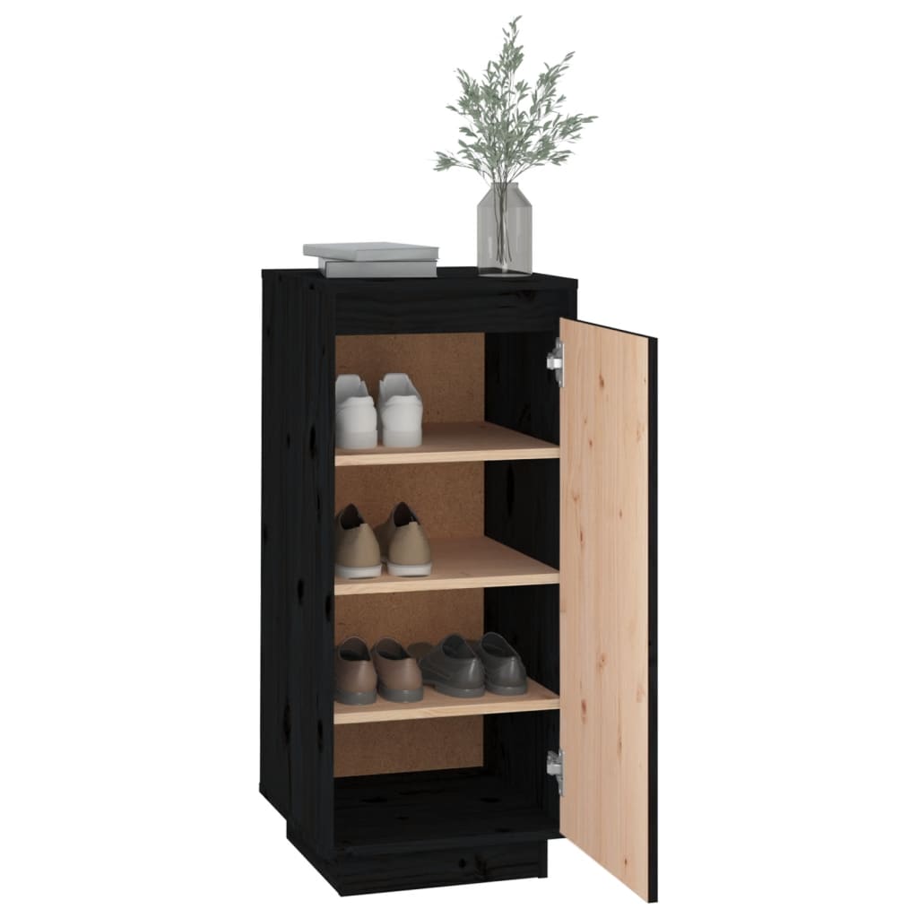 Shoe Cabinet Black 35x35x80 cm Solid Wood Pine - Bargainia.com - 