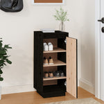 Shoe Cabinet Black 35x35x80 cm Solid Wood Pine - Bargainia.com - 