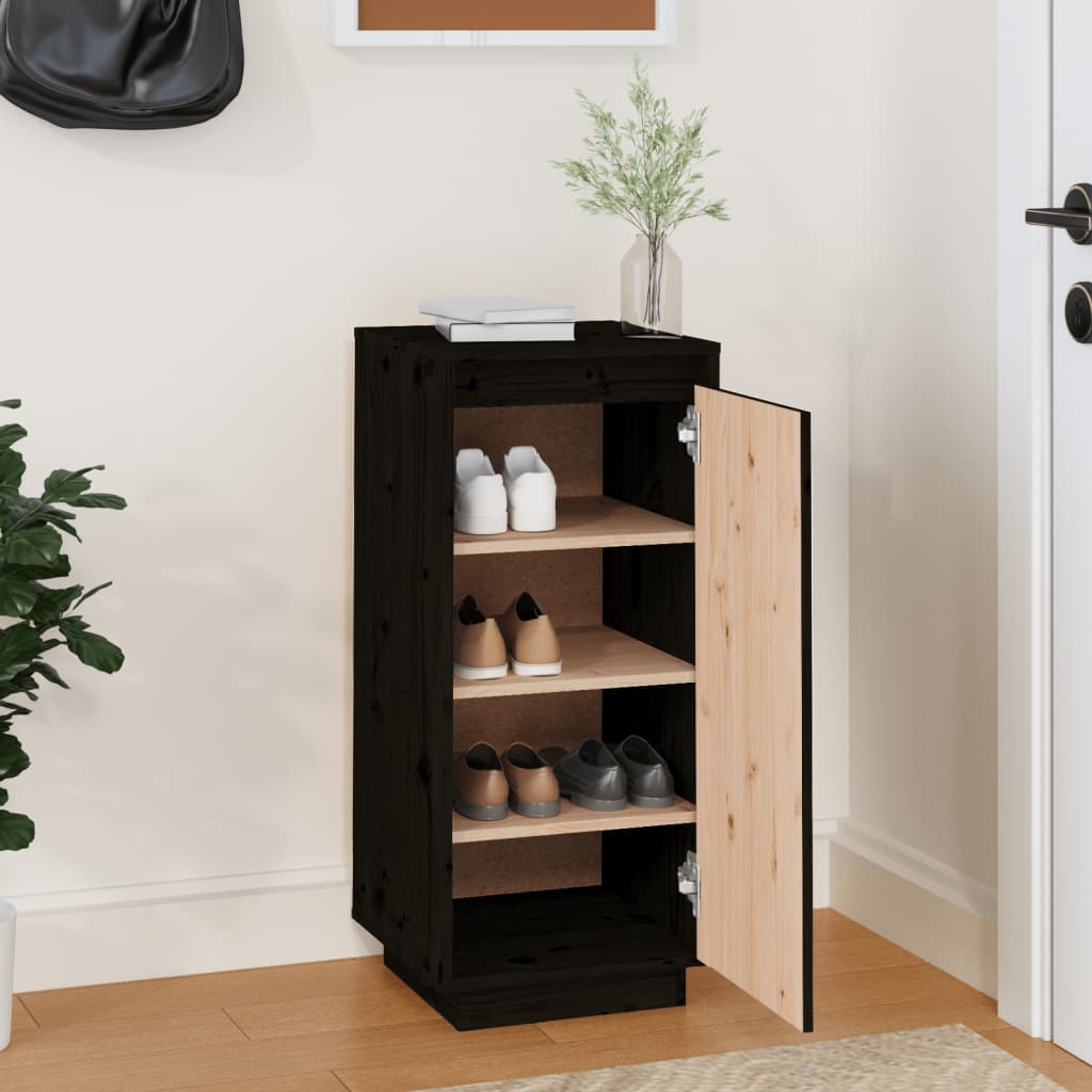 Shoe Cabinet Black 35x35x80 cm Solid Wood Pine - Bargainia.com - 