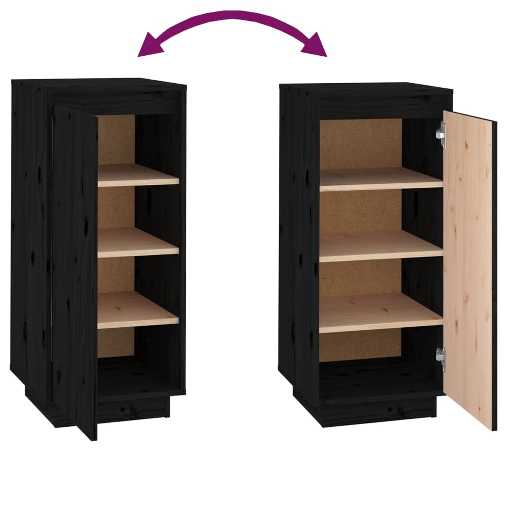 Shoe Cabinet Black 35x35x80 cm Solid Wood Pine - Bargainia.com - 
