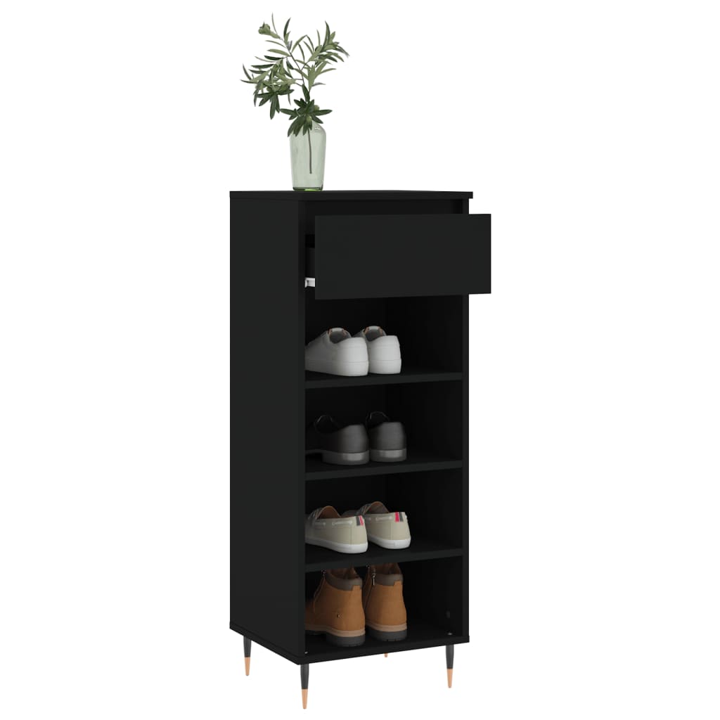 Shoe Cabinet Black 40x36x105 cm Engineered Wood - Bargainia.com - 