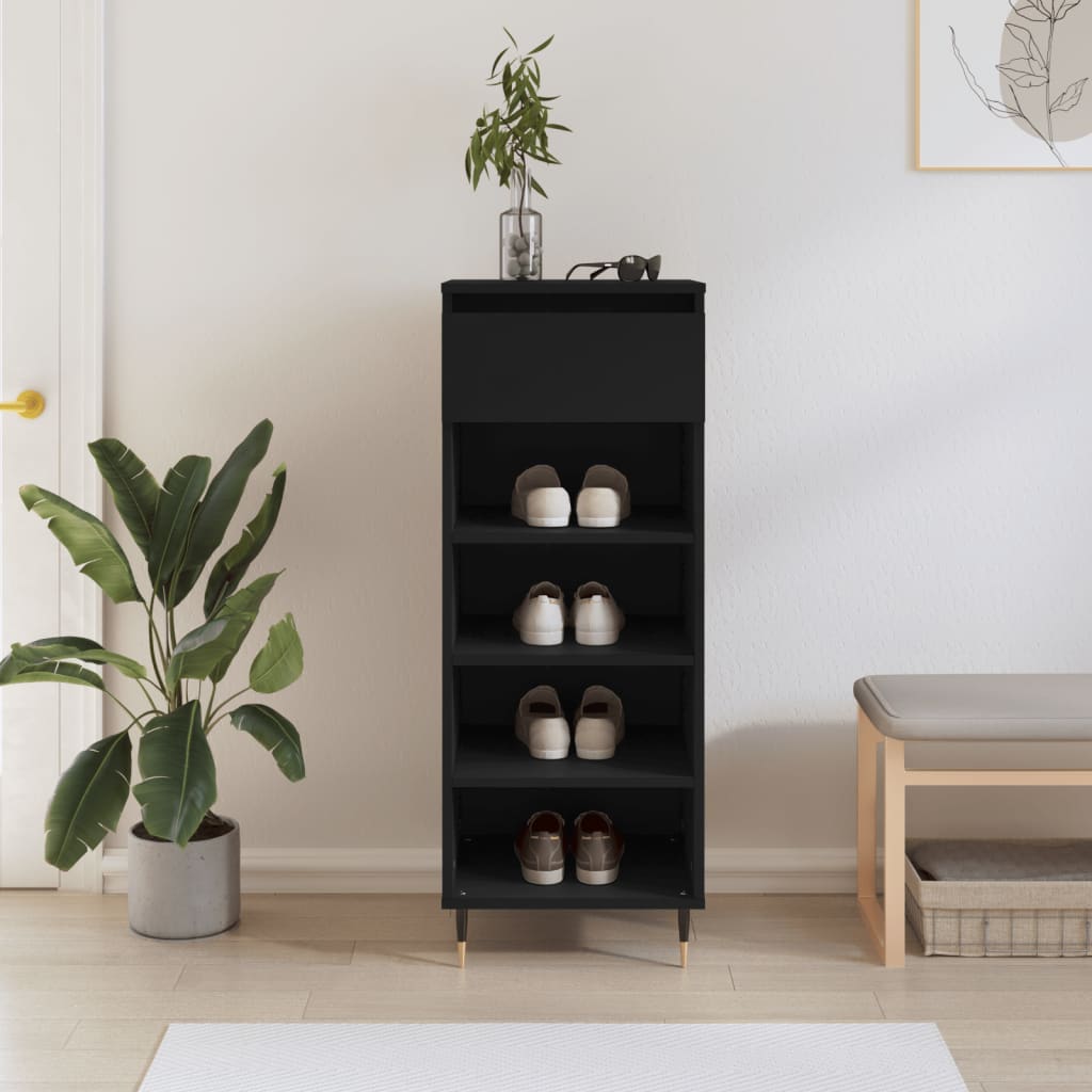 Shoe Cabinet Black 40x36x105 cm Engineered Wood - Bargainia.com - 