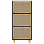 Shoe Cabinet Black 52x25x115 cm Engineered Wood&Natural Rattan - Bargainia.com - 