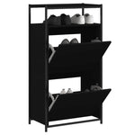 Shoe Cabinet Black 60x34x112 cm Engineered Wood - Bargainia.com - 