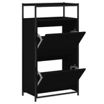 Shoe Cabinet Black 60x34x112 cm Engineered Wood - Bargainia.com - 