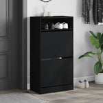 Shoe Cabinet Black 60x34x116 cm Engineered Wood - Bargainia.com - 