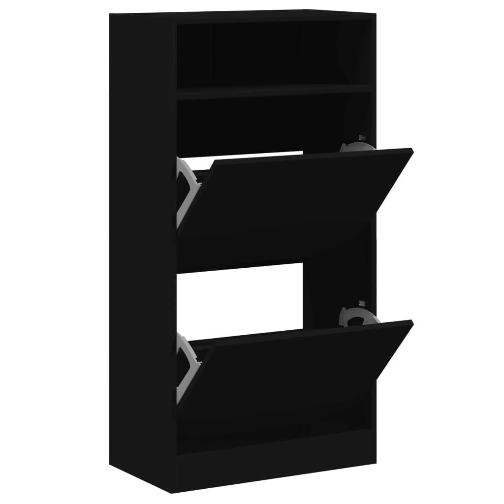 Shoe Cabinet Black 60x34x116 cm Engineered Wood - Bargainia.com - 