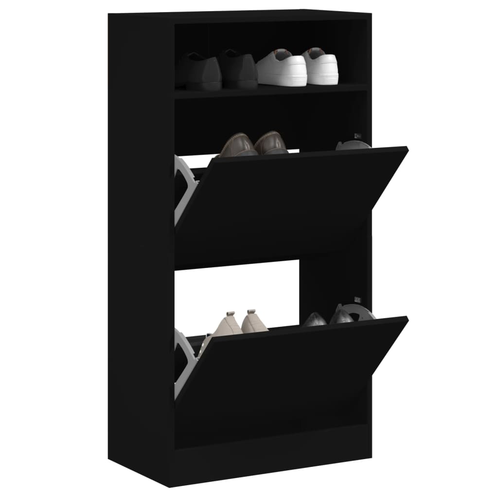 Shoe Cabinet Black 60x34x116 cm Engineered Wood - Bargainia.com - 