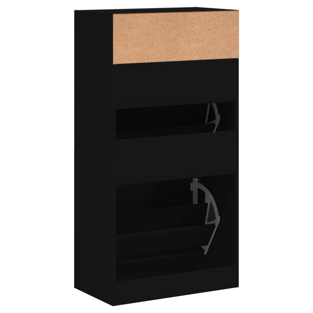 Shoe Cabinet Black 60x34x116 cm Engineered Wood - Bargainia.com - 