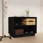 Shoe Cabinet Black 60x34x45 cm Solid Wood Pine - Bargainia.com - 