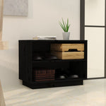Shoe Cabinet Black 60x34x45 cm Solid Wood Pine - Bargainia.com - 
