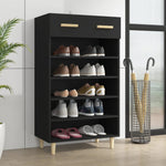 Shoe Cabinet Black 60x35x105 cm Engineered Wood - Bargainia.com - 