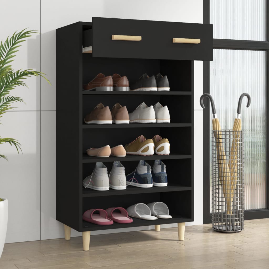 Shoe Cabinet Black 60x35x105 cm Engineered Wood - Bargainia.com - 