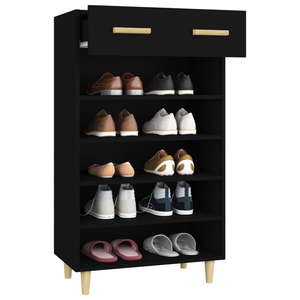 Shoe Cabinet Black 60x35x105 cm Engineered Wood - Bargainia.com - 