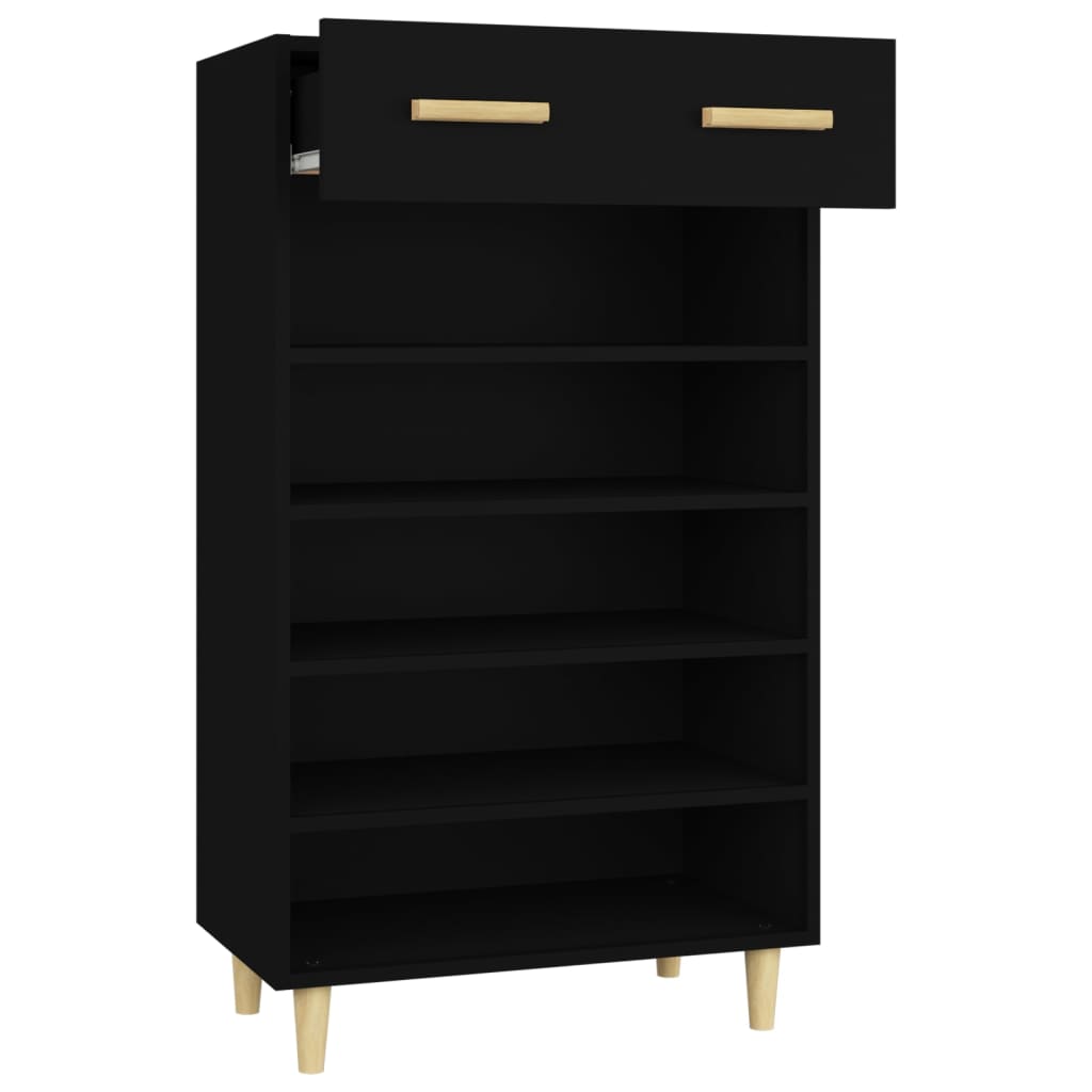 Shoe Cabinet Black 60x35x105 cm Engineered Wood - Bargainia.com - 