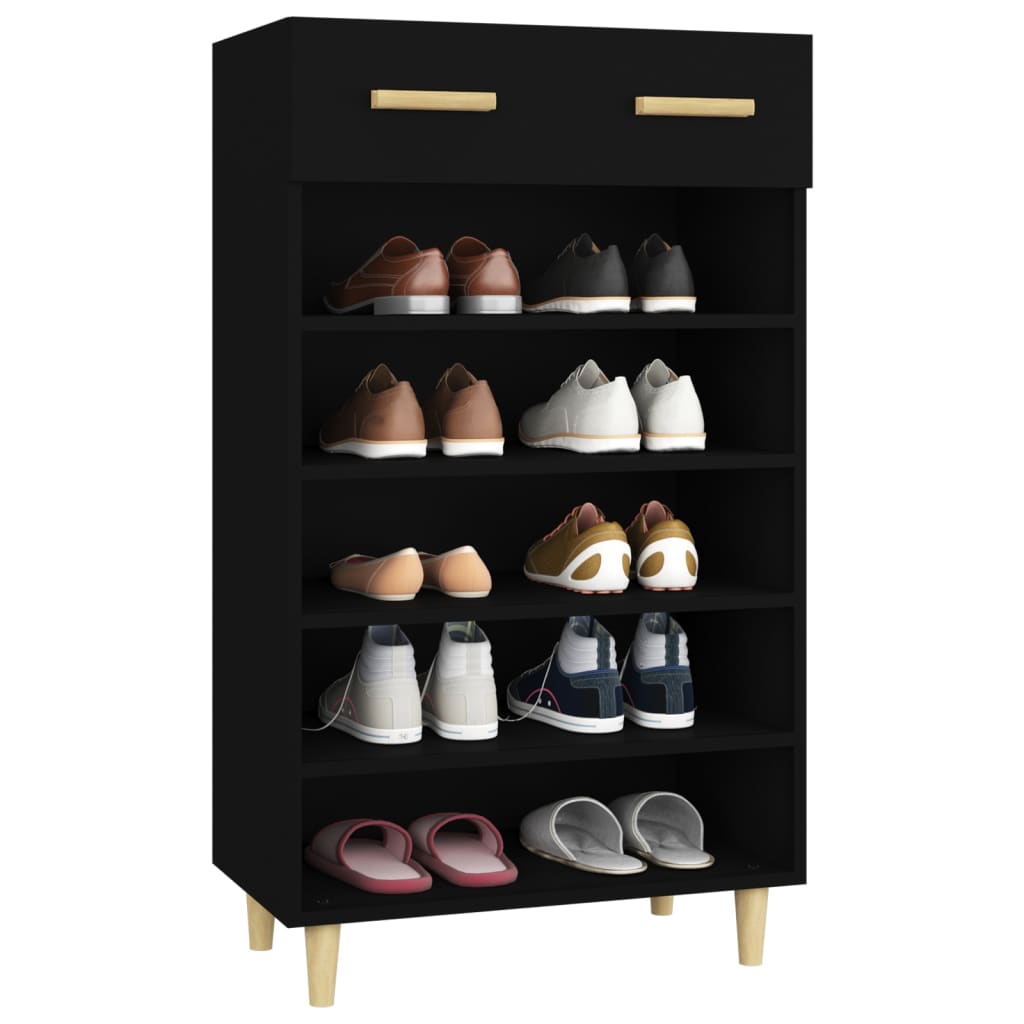 Shoe Cabinet Black 60x35x105 cm Engineered Wood - Bargainia.com - 