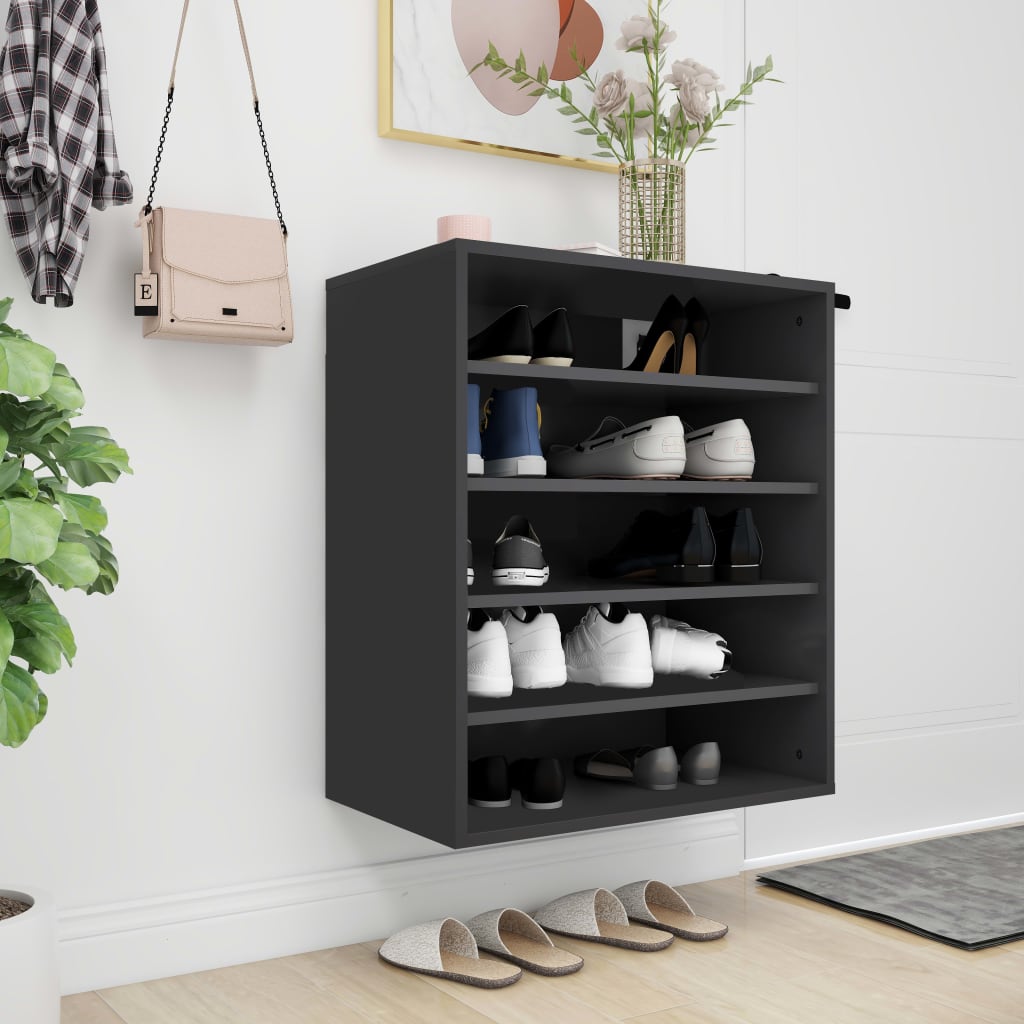 Shoe Cabinet Black 60x35x70 cm Engineered Wood - Bargainia.com - 