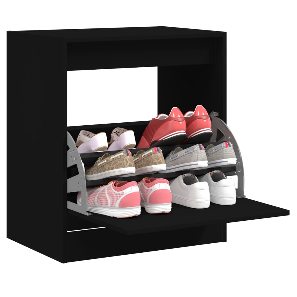 Shoe Cabinet Black 60x42x69 cm Engineered Wood - Bargainia.com - 