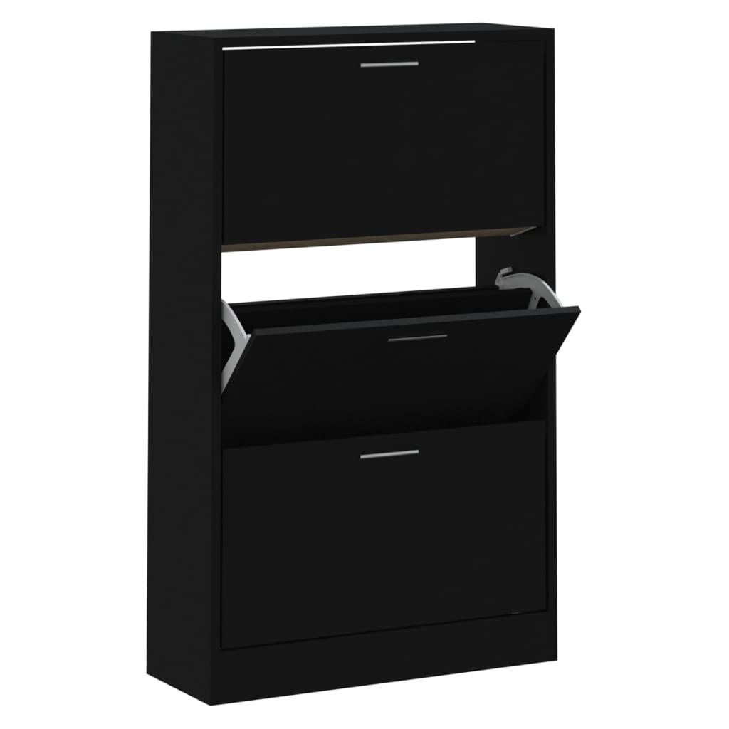 Shoe Cabinet Black 63x24x103 cm Engineered Wood - Bargainia.com - 