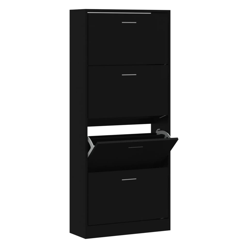 Shoe Cabinet Black 63x24x147 cm Engineered Wood - Bargainia.com - 