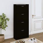 Shoe Cabinet Black 63x24x147 cm Engineered Wood - Bargainia.com - 