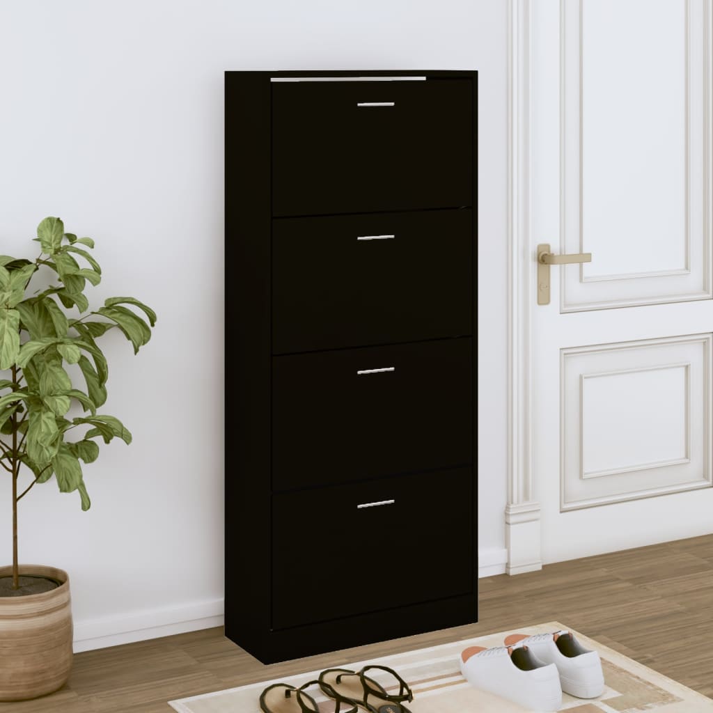 Shoe Cabinet Black 63x24x147 cm Engineered Wood - Bargainia.com - 