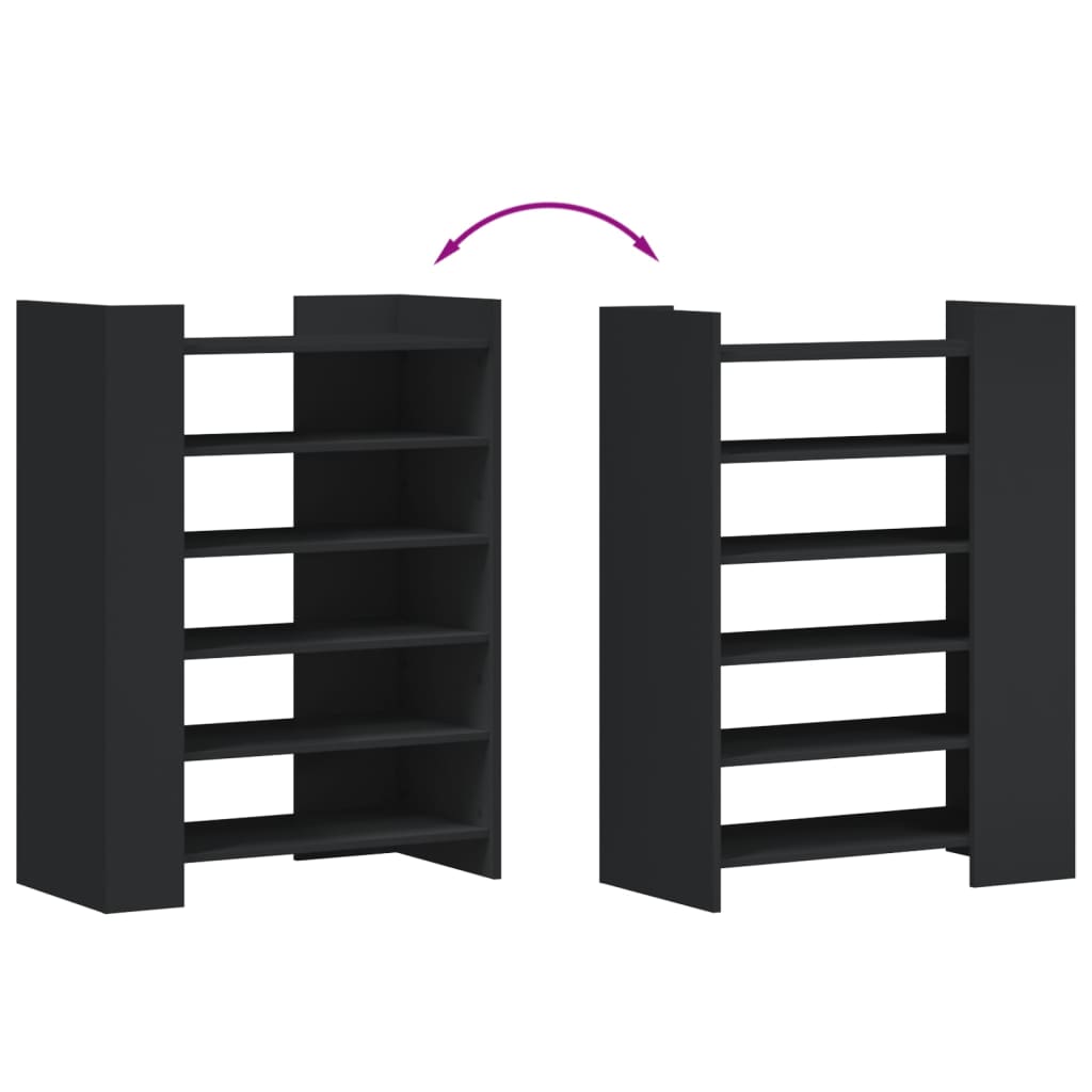 Shoe Cabinet Black 74.5x37.5x100 cm Engineered Wood - Bargainia.com - 