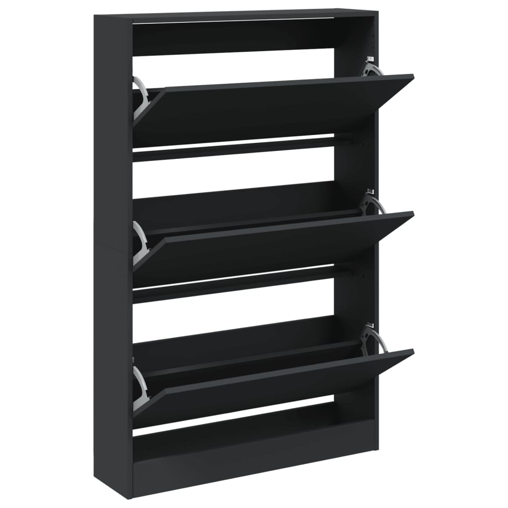 Shoe Cabinet Black 80x21x125.5 cm Engineered Wood - Bargainia.com - 
