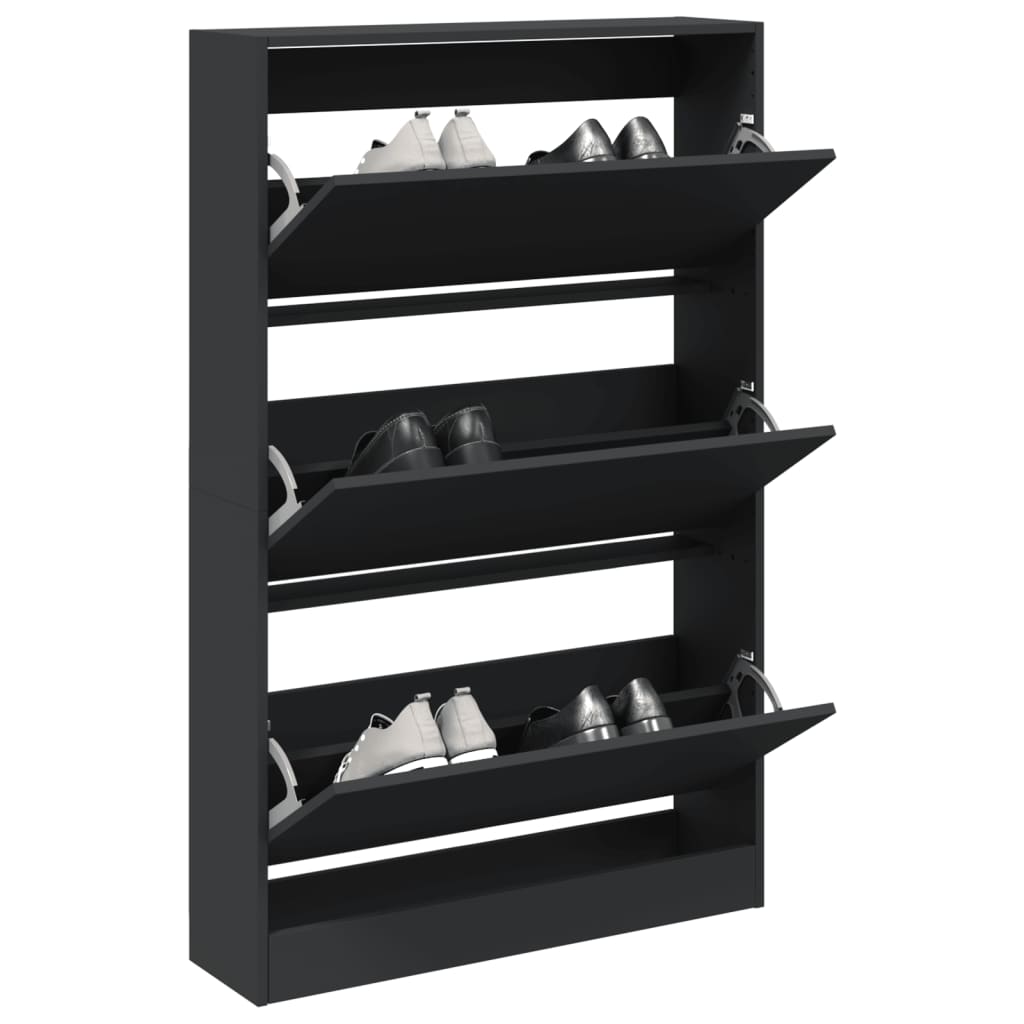 Shoe Cabinet Black 80x21x125.5 cm Engineered Wood - Bargainia.com - 