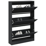 Shoe Cabinet Black 80x21x125.5 cm Engineered Wood - Bargainia.com - 