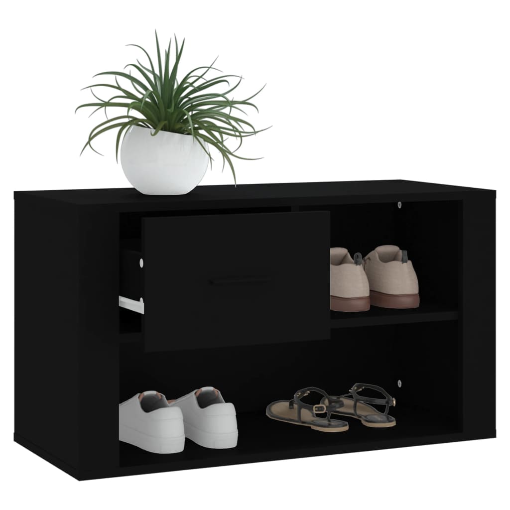 Shoe Cabinet Black 80x35x45 cm Engineered Wood - Bargainia.com - 