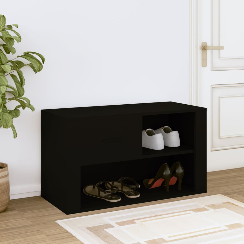 Shoe Cabinet Black 80x35x45 cm Engineered Wood - Bargainia.com - 