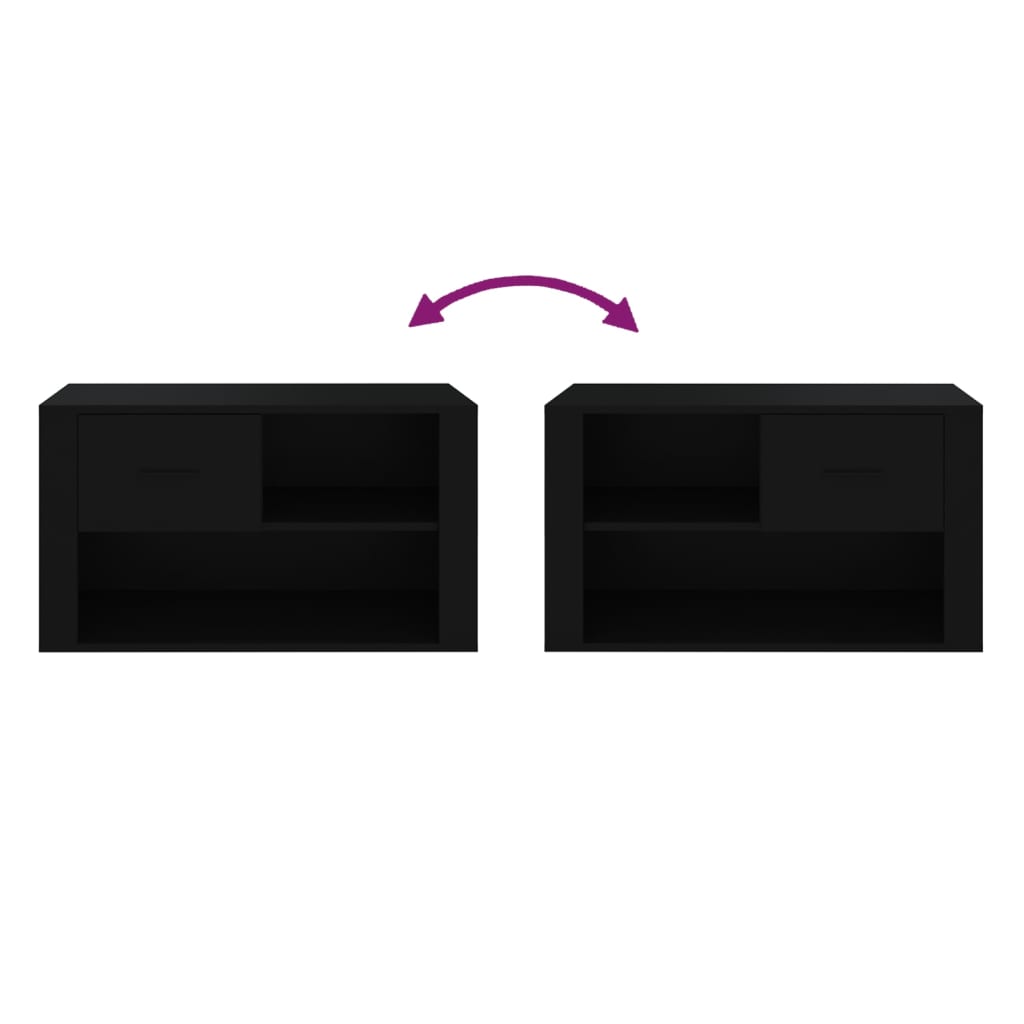 Shoe Cabinet Black 80x35x45 cm Engineered Wood - Bargainia.com - 