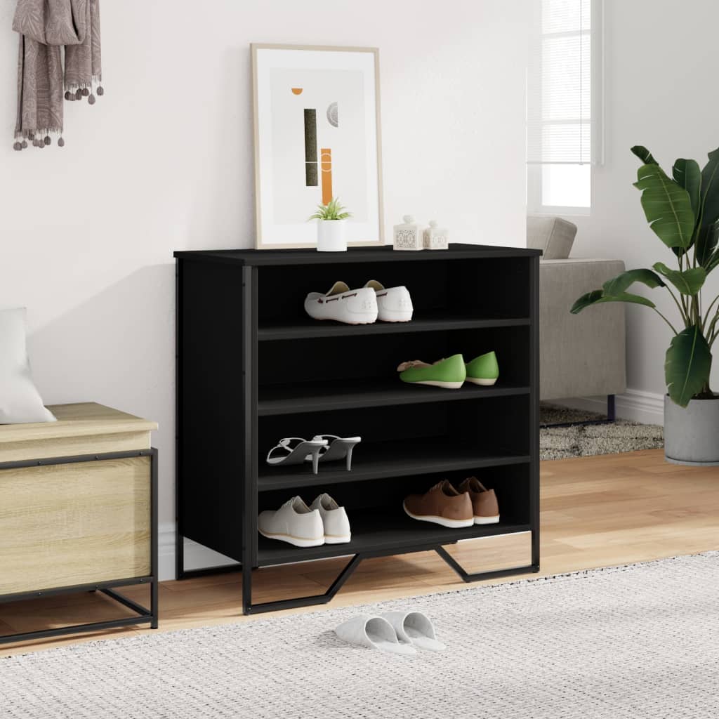 Shoe Cabinet Black 80x38x78 cm Engineered Wood - Bargainia.com - 