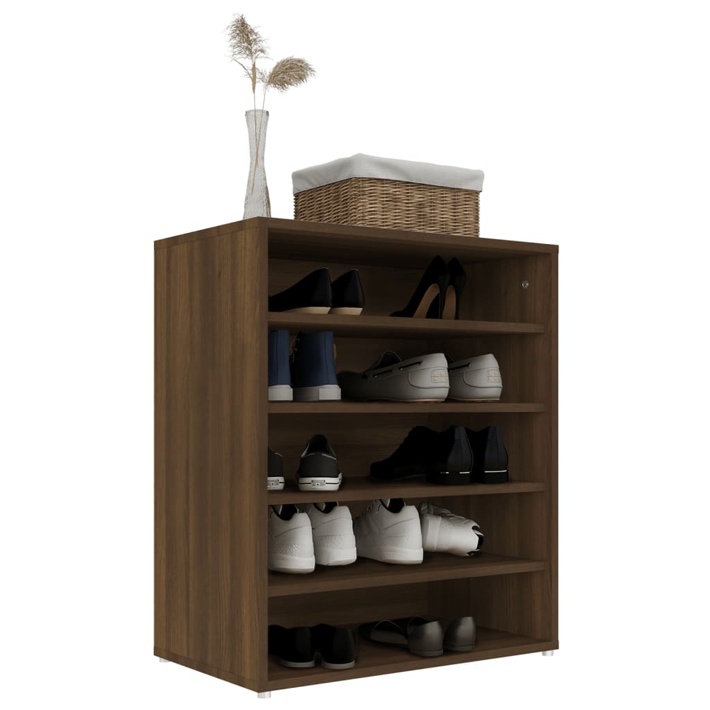 Shoe Cabinet Brown Oak 60x35x70 cm Engineered Wood - Bargainia.com - 