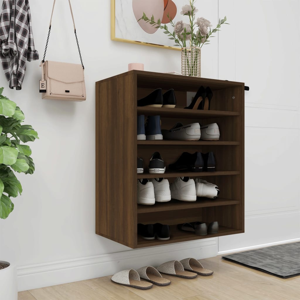 Shoe Cabinet Brown Oak 60x35x70 cm Engineered Wood - Bargainia.com - 